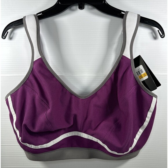 Syrokan Ultra Sports Bra Wireless High Impact Workout Purple White Gray Size 42E - Picture 2 of 9